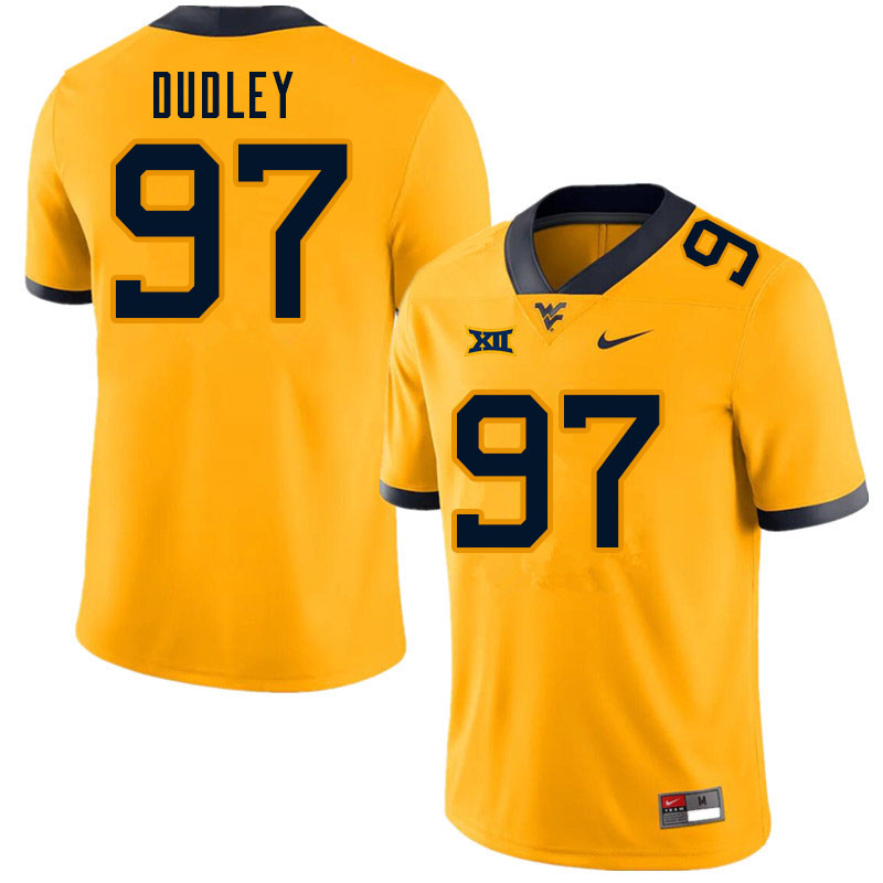 Men #97 Brayden Dudley West Virginia Mountaineers College Football Jerseys Sale-Gold